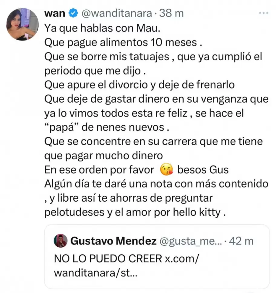 Wanda Nara mand un mensaje a Icardi a travs de sus "operadores"