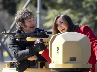 Javier Milei y Victoria Villarruel en el tanque TAM2C.