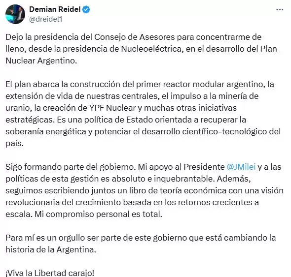 Renunci el asesor de Milei que dijo que el problema de Argentina 