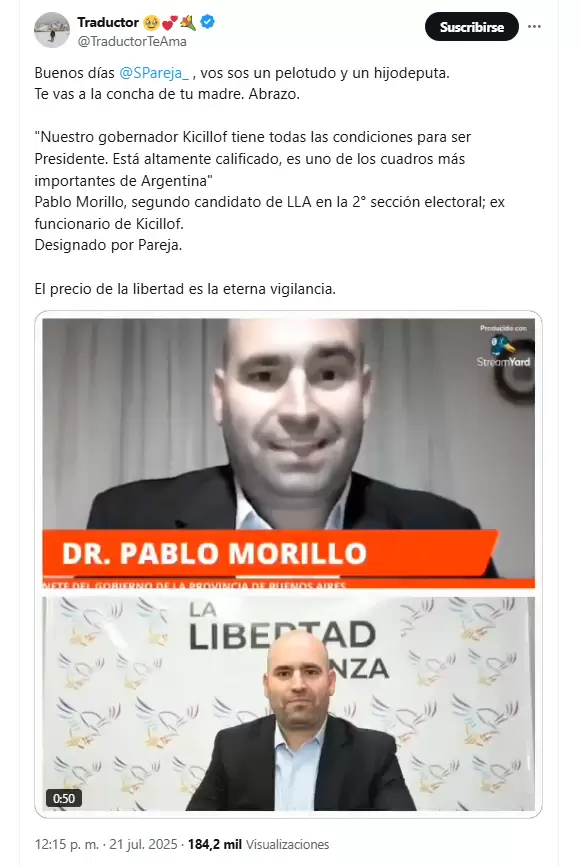 El incendiario posteo de TraductorTeAma