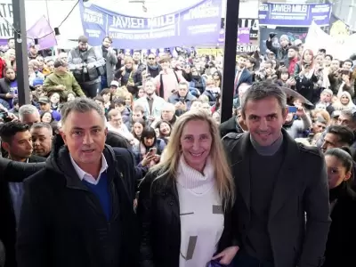 Sebastián Pareja, Karina Milei y Martín Menem.