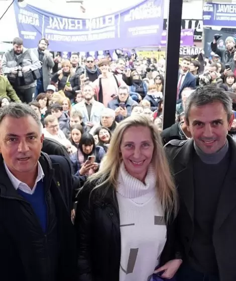Sebastin Pareja, Karina Milei y Martn Menem.