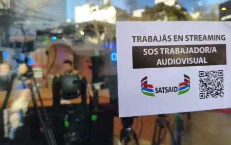 El SATSAID y su paso por Olga en la caravana por la regularización de los trabajadores de streaming.