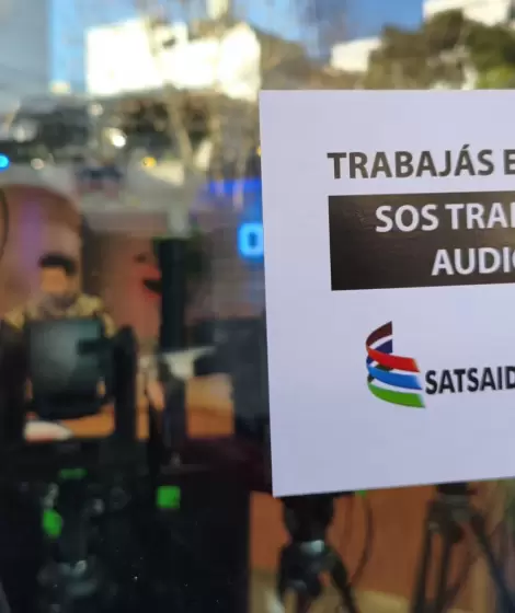El SATSAID y su paso por Olga en la caravana por la regularización de los trabajadores de streaming.