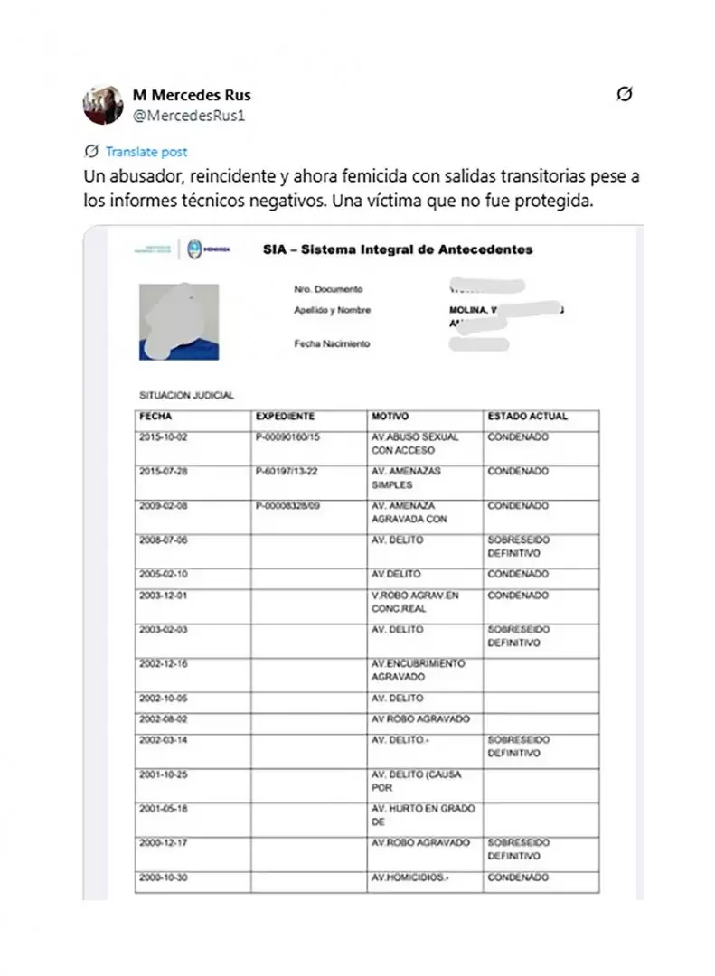 El hombre condenado por abuso sexual y homicidio