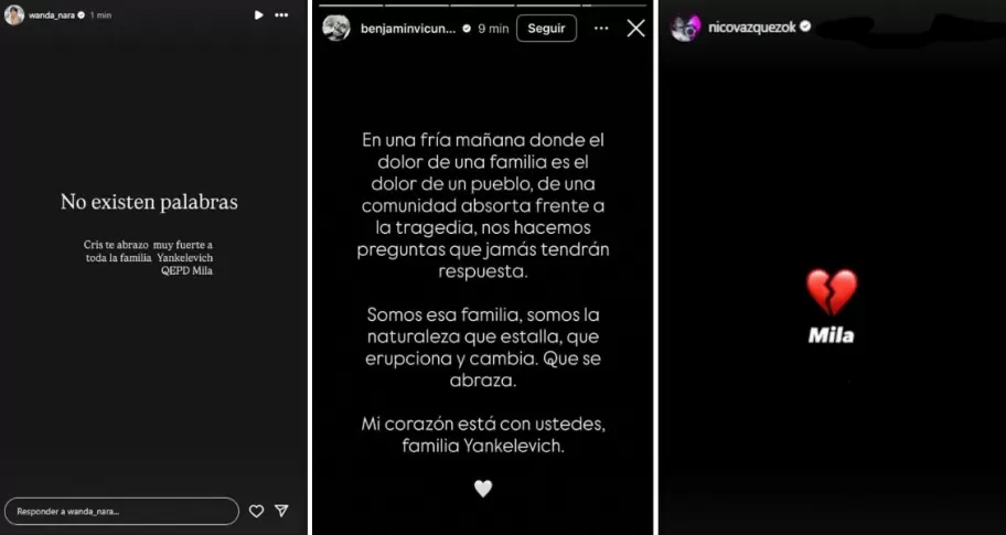 Desde Wanda Nara a Pampita, los famosos reaccionan ante la muerte de Mila Yankelevich, la nieta menor de Cris Morena