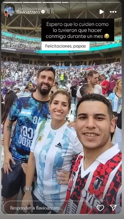 Flavio Azzaro confirm que espera su primer hijo junto a su esposa Sol Nobile.
