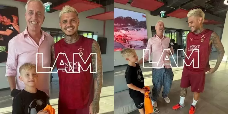 Icardi muy complice con Marley y Mirko en el estreno del Por el Mundo