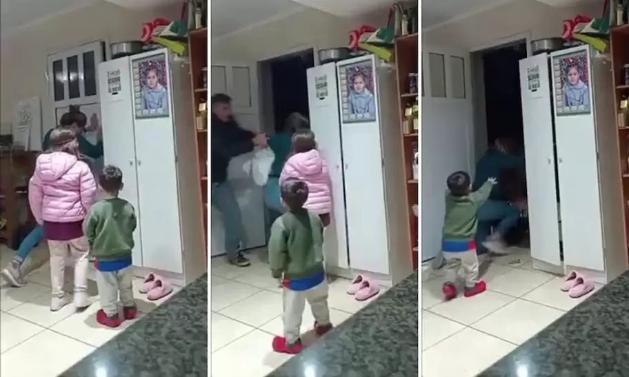 Maximiliano Cobas fue captado en video mientras agreda brutalmente a su expareja frente a los hijos menores de ella.