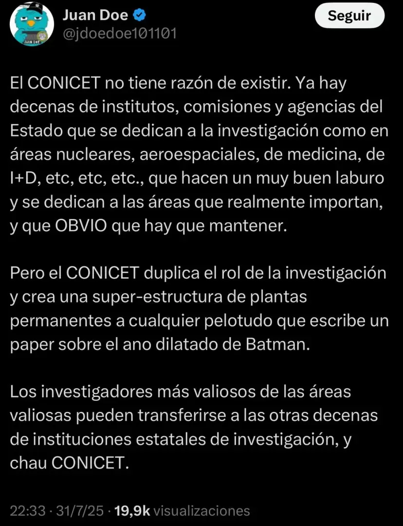 Los libertarios estn enojados con la transmisin en vivo del CONICET