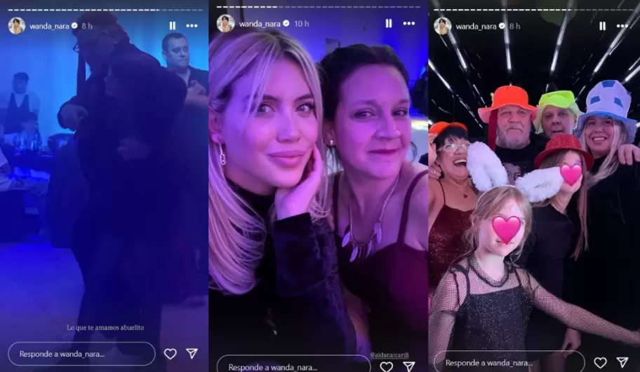 Wanda Nara de fiesta con la familia de Mauro Icardi