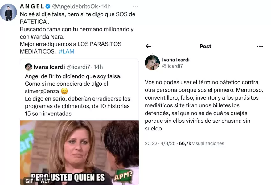 Polmico cruce entre ngel De Brito e Ivana Icardi