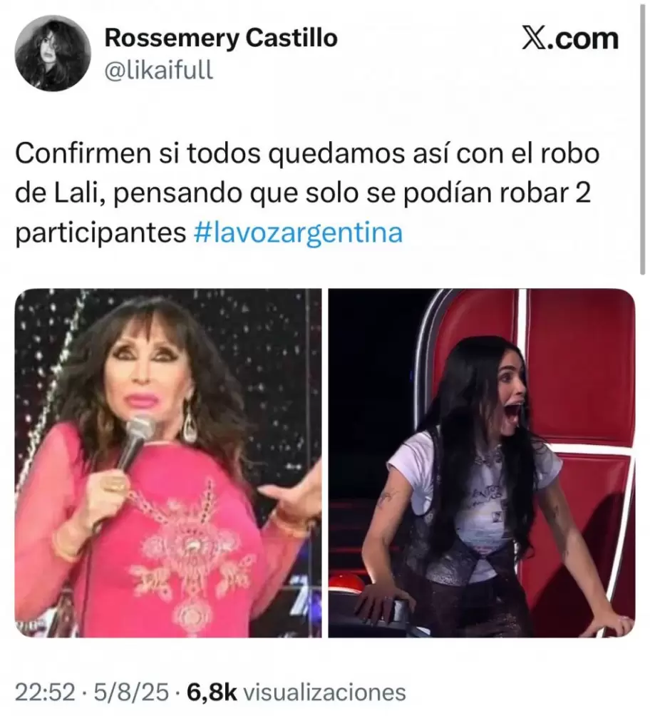Los memes no tardaron en llegar tras el tercer robo de Lali en La Voz Argentina