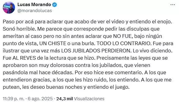 La justificacin de Lucas Morando