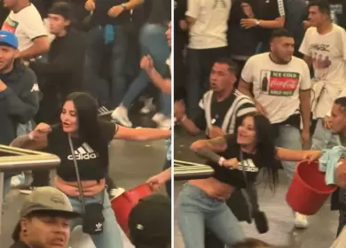La mujer empu un cuchillo antes del recital de Damas Gratis