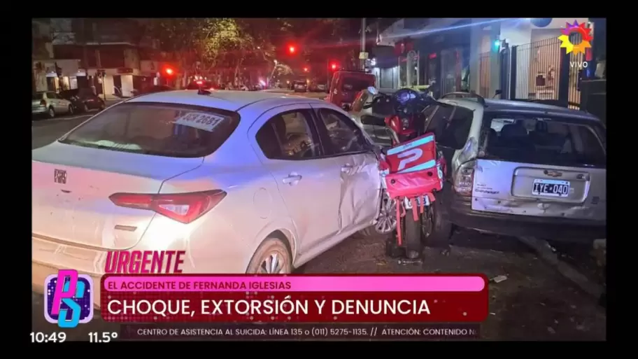 As qued la moto y el vehculo en el que iba Fernanda Iglesias en el accidente que deriv en una extorsin.