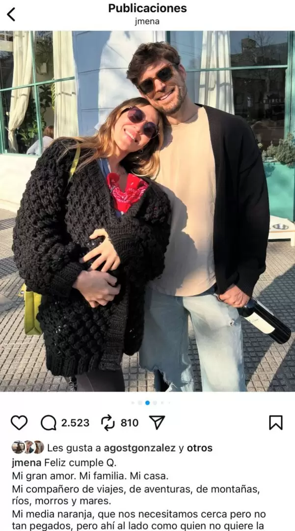 El romántico posteo de Jimena Barón para su novio, Matías Palleiro