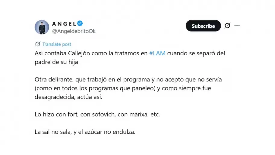 Tweet de ngel de Brito contra Mara Fernanda Callejn