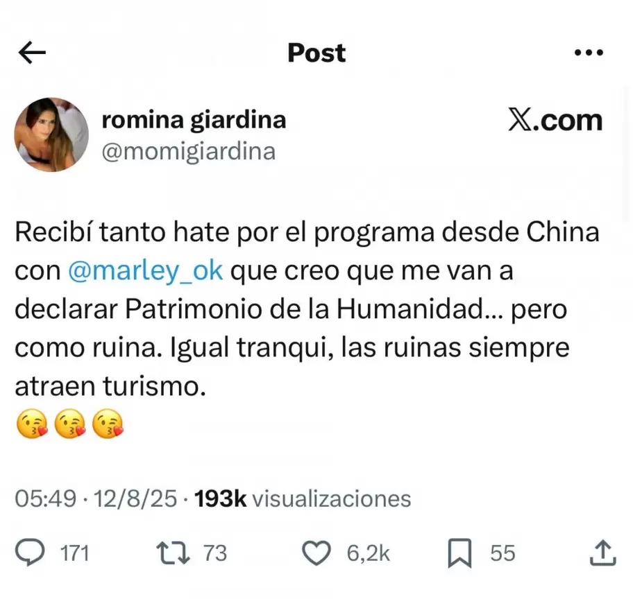 Momi Giardina respondi a las crticas que gener su paso el programa de Marley