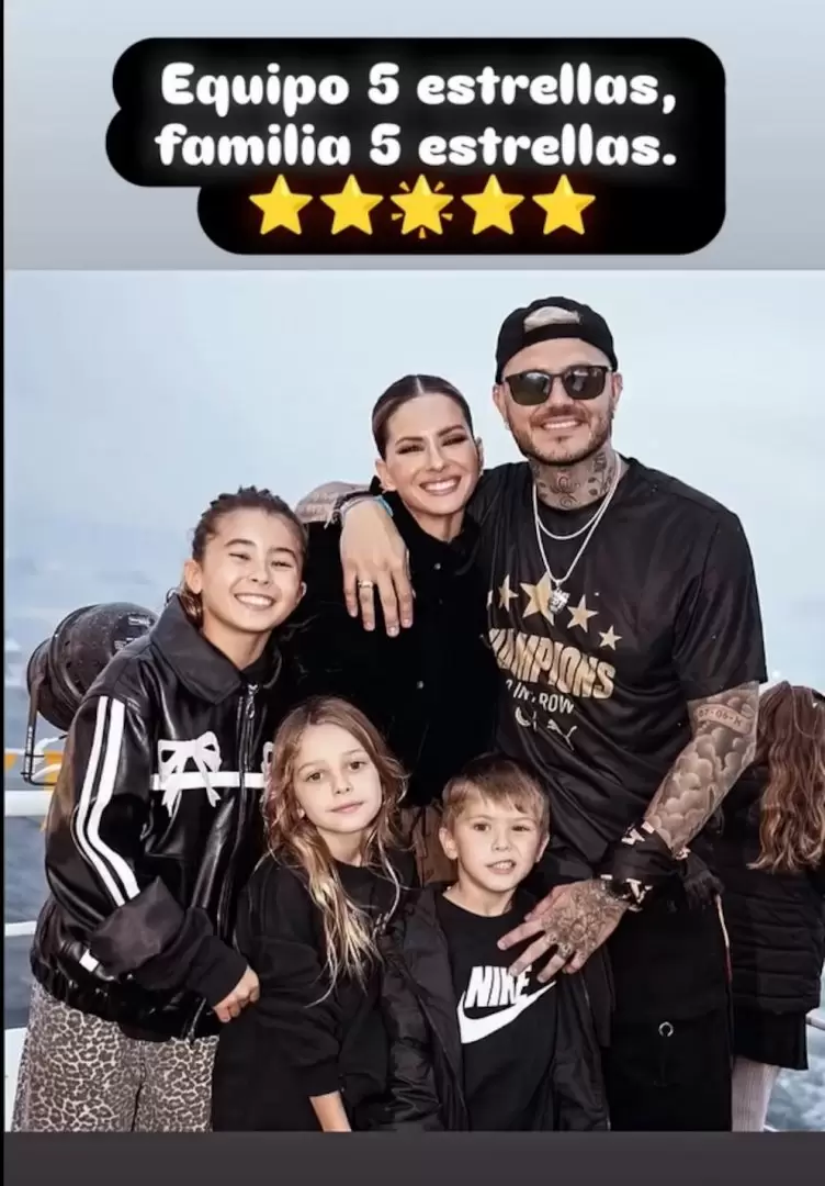 Mauro Icardi junto a La China Surez y los hijos de la actriz