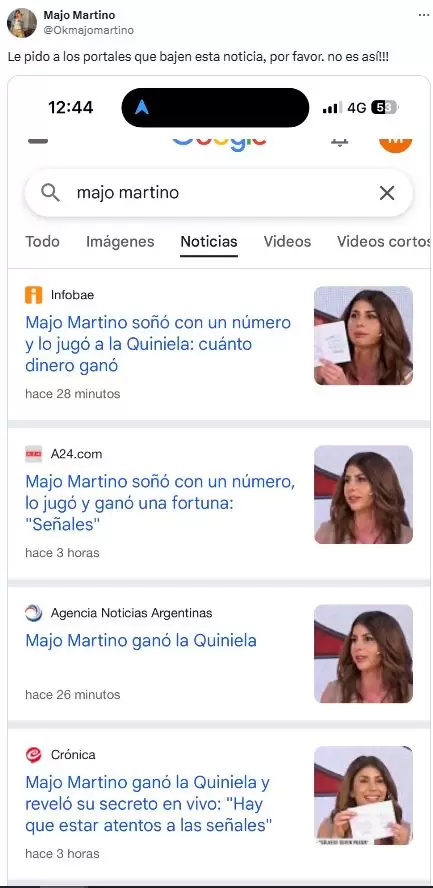 El pedido de Majo Martino