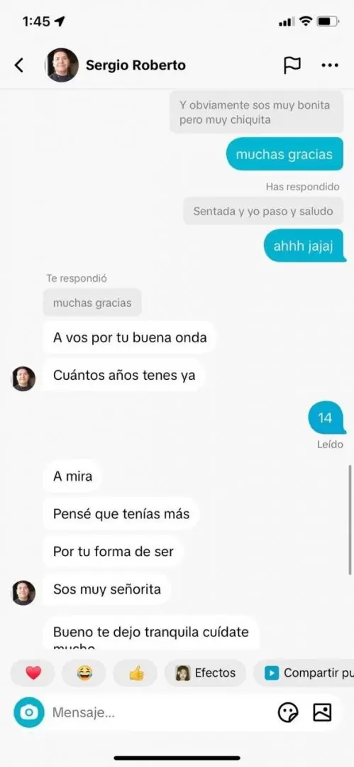 Los mensajes que leyó la madre de la adolescente.