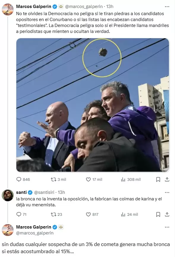Marcos Galpern se sum a la fake news y despus justific el 3% de Karina Milei.