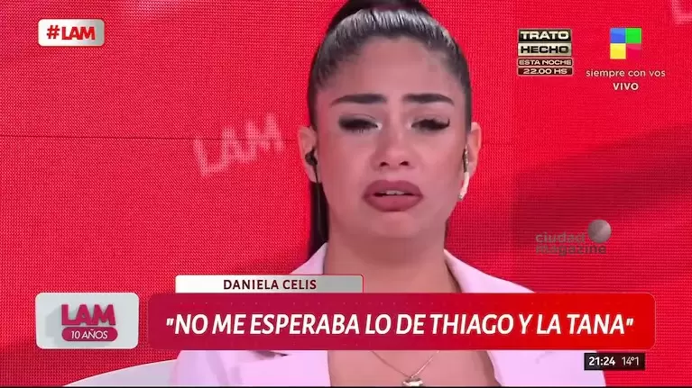 Daniela Celis se enteró en vivo de la infidelidad de Thiago Medina con La Tana
