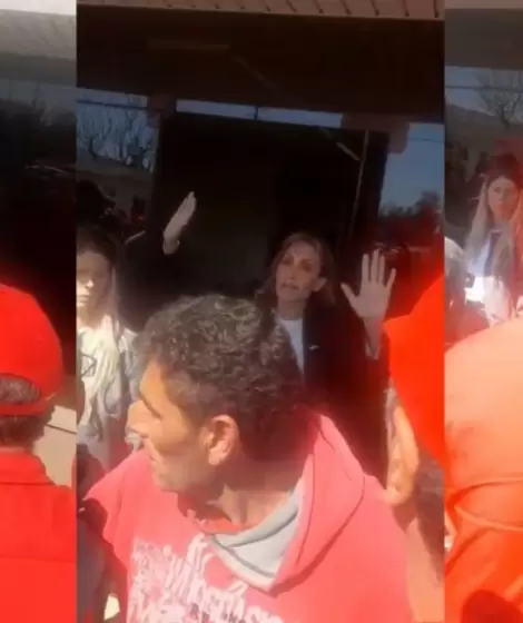 Imgenes de cmo expulsaron a Florencia Arietto del paro de cosechadoras Vassalli en Firmat, Santa Fe.