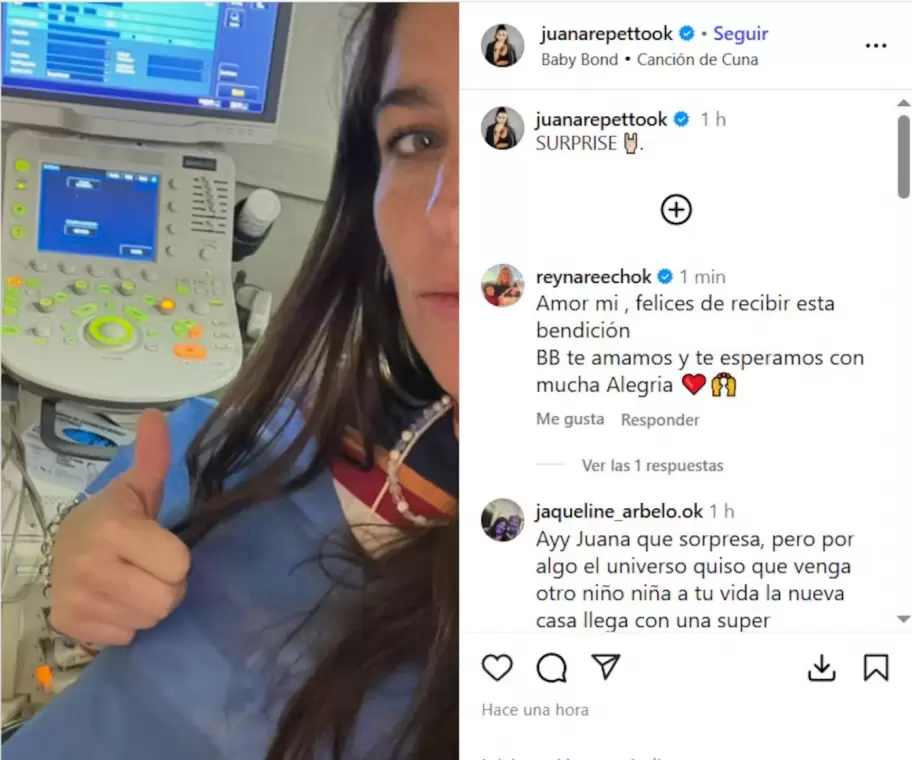 Reina Reech no ocult su emocin por el embarazo de su hija, Juana Repetto
