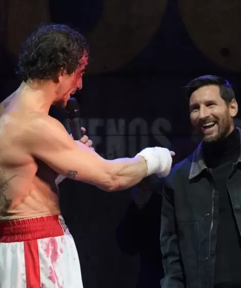 Lionel Messi fue a ver Rocky, la obra de su gran amigo Nicols Vzquez