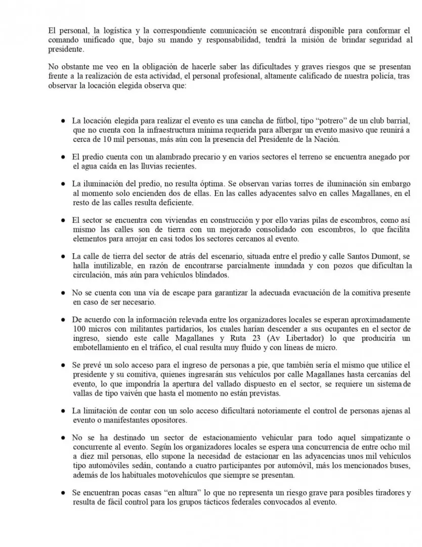 Carta enviada por el Ministro de seguridad de la PBA, Javier Alonso, a la Casa Militar.
