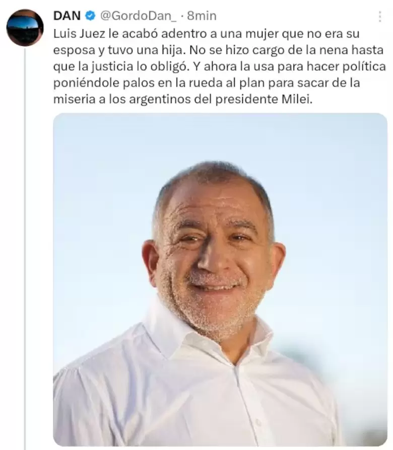 El violento tuit del Gordo Dan