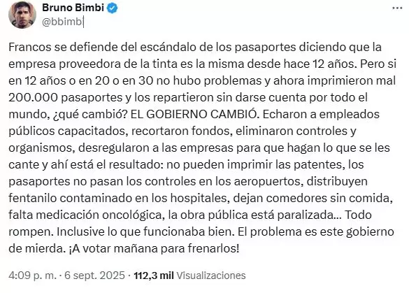 El periodista Bruno Bimbi, contundente contra el Gobierno