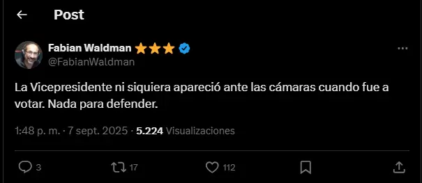 Los periodistas no dejaron pasar por alto la huida de Victoria Villarruel