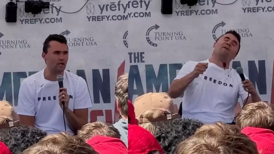 Charlie Kirk al momento de su asesinato