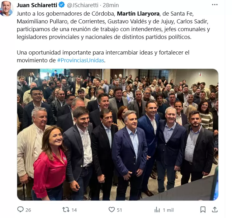 La publicación de Juan Schiaretti