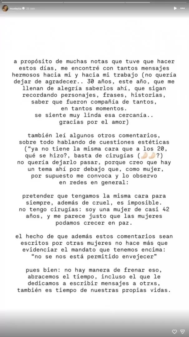 La respuesta de Celeste Cid a las críticas sobre su apariencia