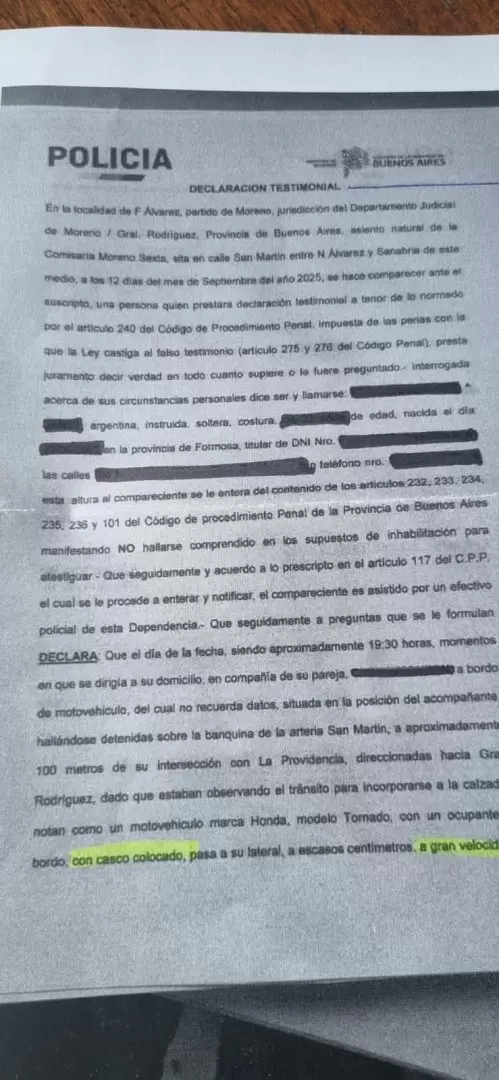 El testimonio clave que reconstruye el accidente de Thiago Medina