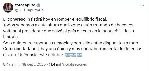 La desesperacin de Caputo en las redes sociales