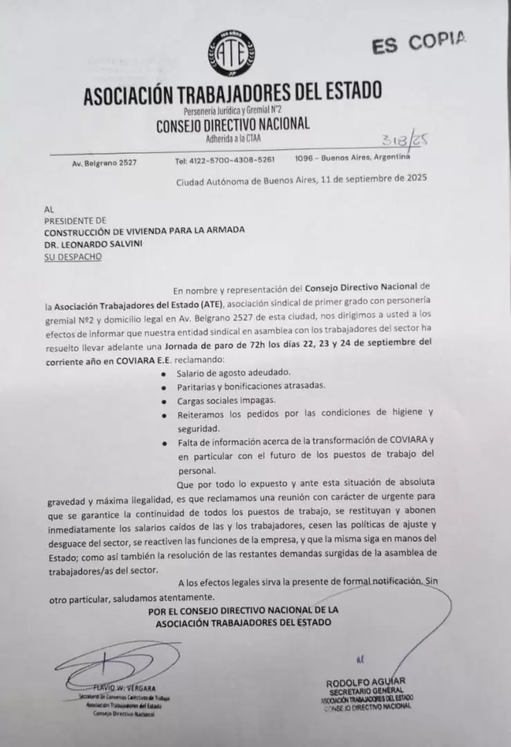 Así decretaron el paro en Coviara