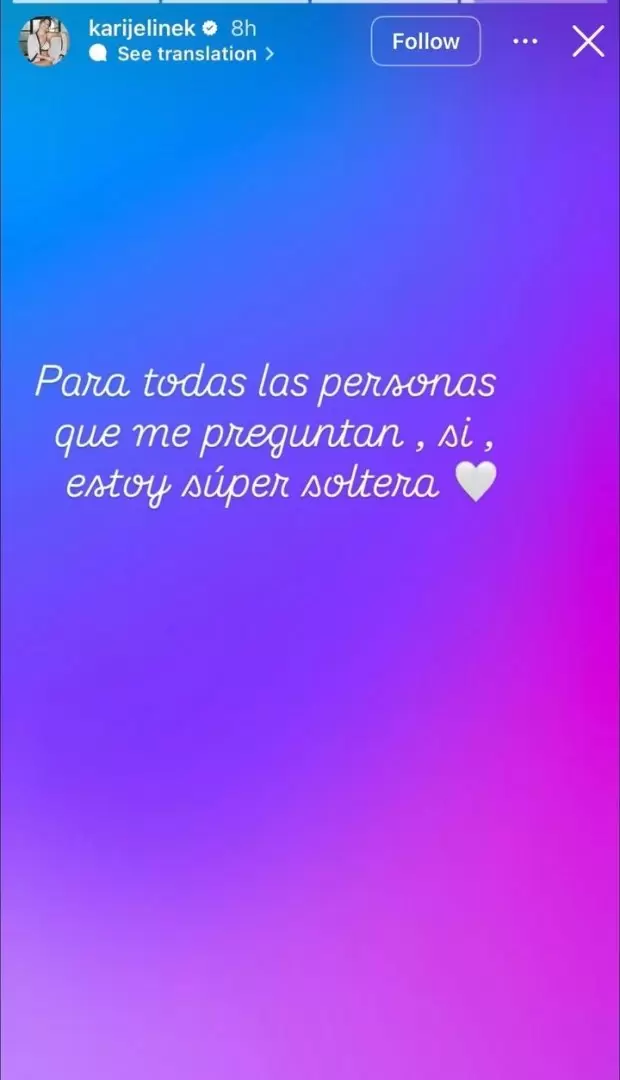 Karina Jelinek y una nueva historia borrada en la que confiesa su separacin de Florencia Parise.