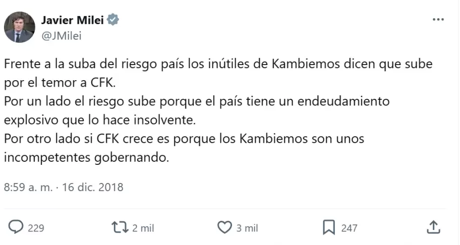El incendiario tweet de Milei