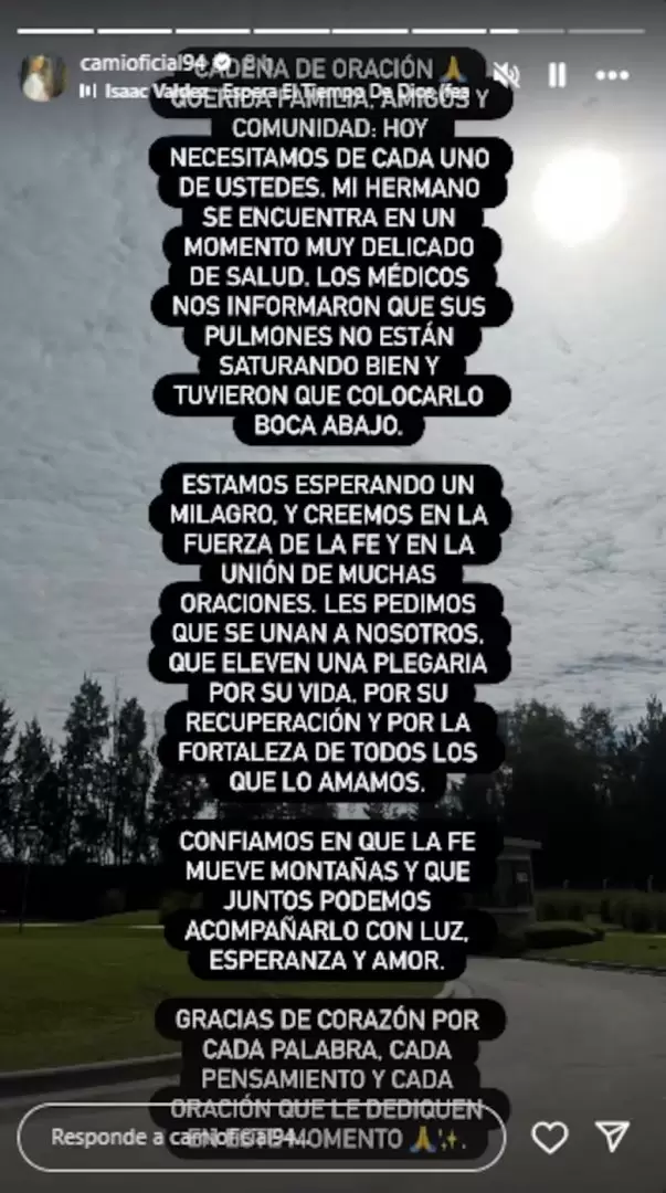 Preocupacin por la salud de Thiago Medina