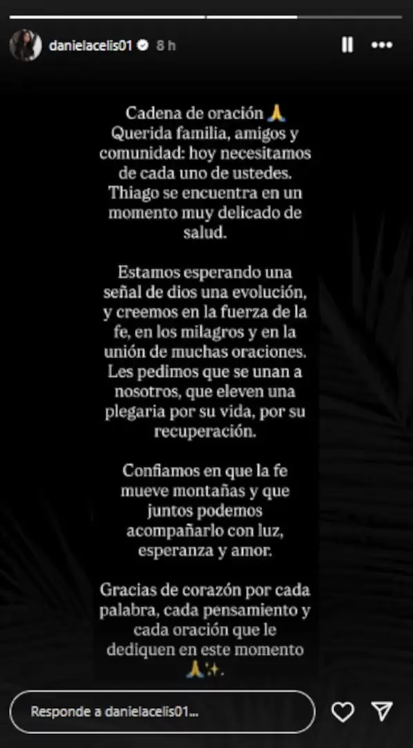 Preocupacin por la salud de Thiago Medina