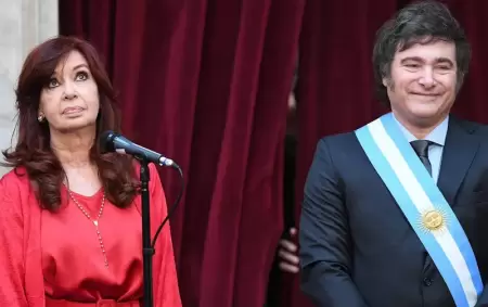 Cristina y Milei en el da de la asuncin presidencial del libertario