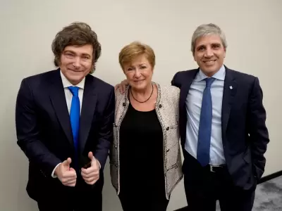 Javier Milei y el Ministro de Economa, Luis Caputo y Kristalina Georgieva
