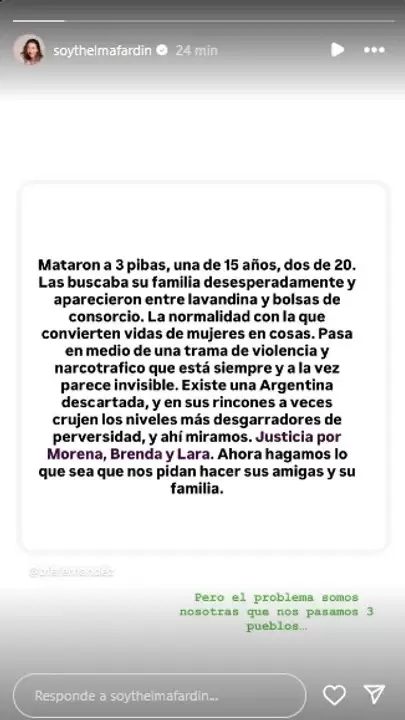 Thelma también compartió los dichos de Ofelia