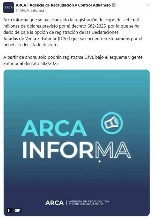 El anuncio de ARCA