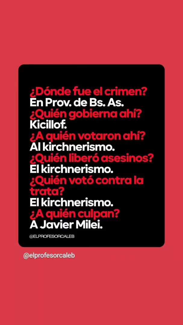 Otro de los memes que comparti Milei para colgarse de la muerte de Brenda, Morena y Lara.